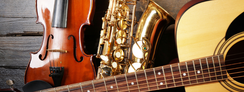 Close up of musical instruments